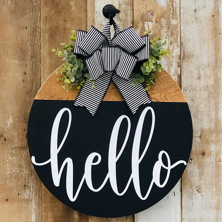 Деревенский фермерский деревянный подвесной декор круглый знак Hello Sign для входной