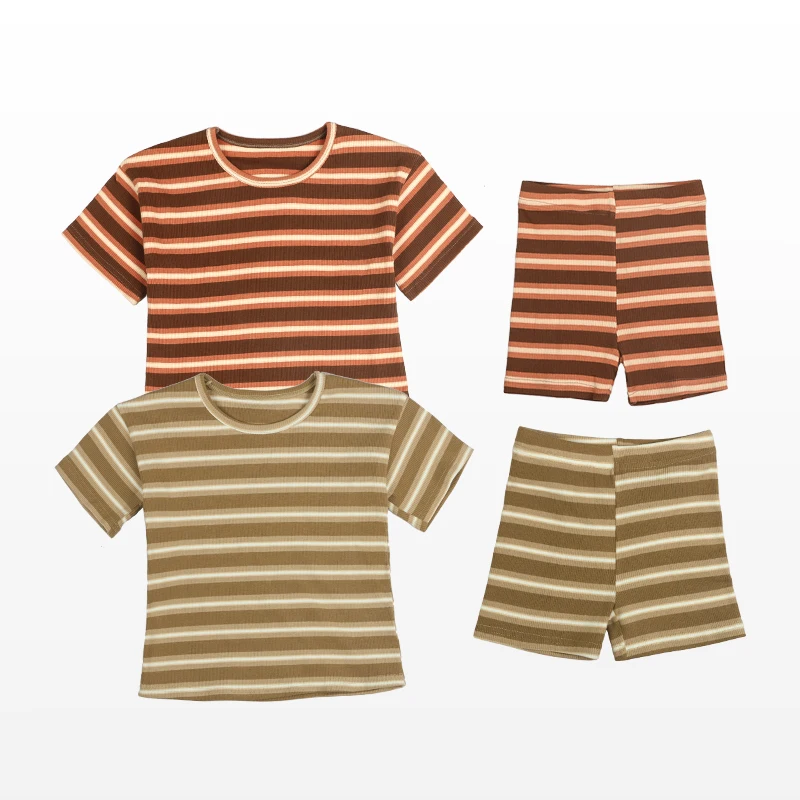 Newborn Baby Girls Boys Striped Clothes Set short Sleeve O-neck Tops + short Pants Kid Clothing Outfits