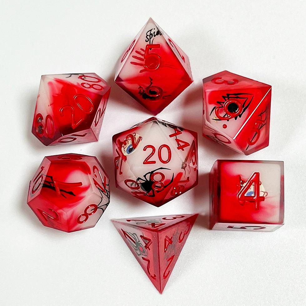 Dice manufacturer double layer blood sharp edge polyhedral Resin layered  dnd Solid Dice for game rolling