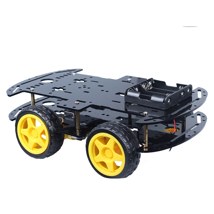 4WD Robot Car Chassis Smart Car Chassis Kit Black Acrylic Robot Chassis