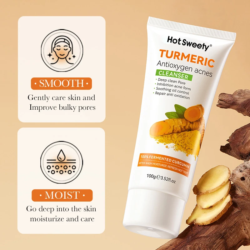 Skin care products facial cleanser private label wholesale cosmetic turmeric cleansing milk face wash facial cleanser (new)