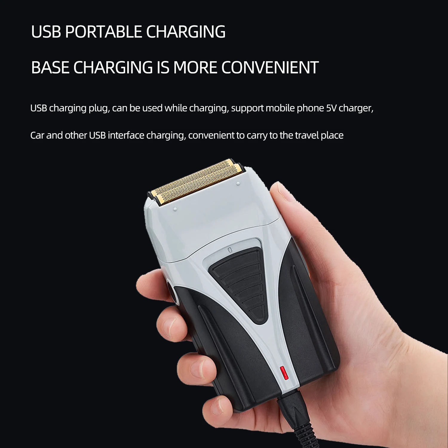 Портативный беспроводной Usb с двойным лезвием аксессуары для волос триммер золотые мужские бритвенный набор электромашинка стрижки перезаряжаемая