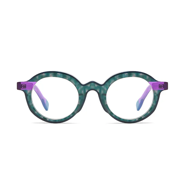 Bright Round Shape Vintage classic Optical Frames custom brand high quality Eyeglasses frame with Glitter powder decoration