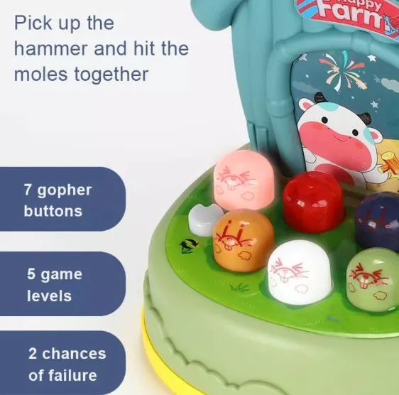Educational Toys Lighting Musical Electric Board Game Knock Hit Hamster Whack A Mole Toy For Toddler