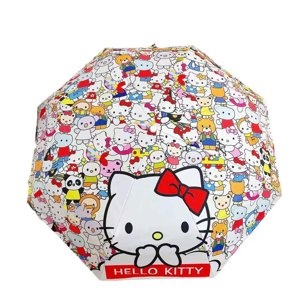2024 Custom Hello KT Fully automatic cartoon lovely sunny female folding uv protection student sun umbrellas