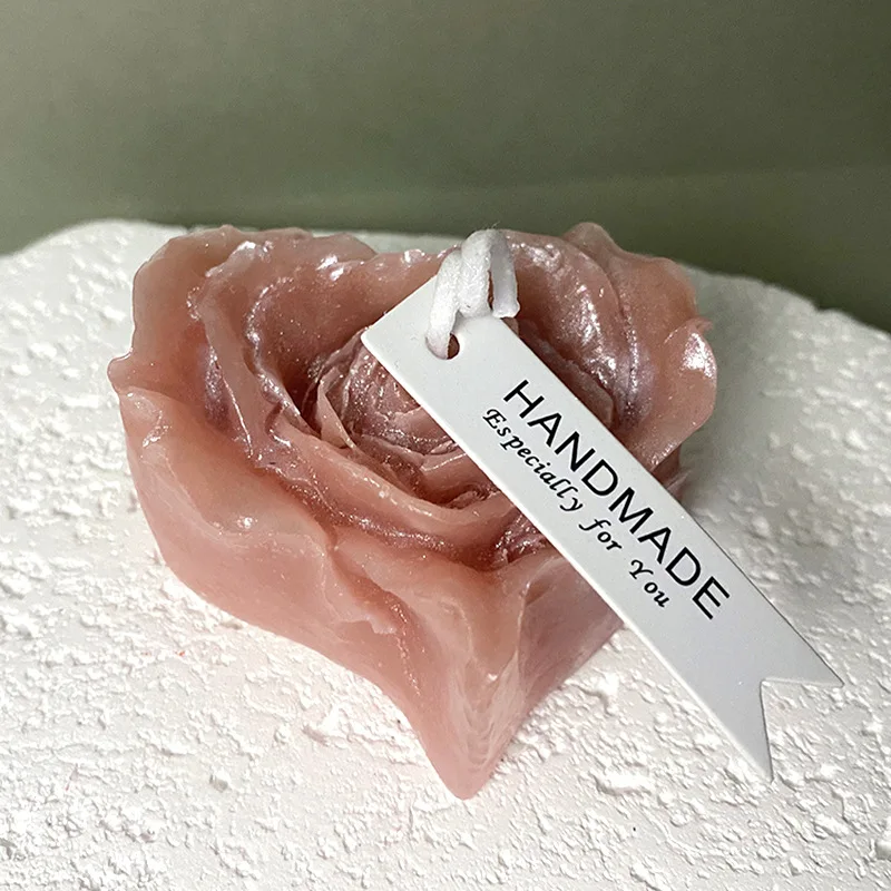Hot Selling Handmade Valentines Day 3D Rose Candle Heart Shape Rose Flower Votive Candle