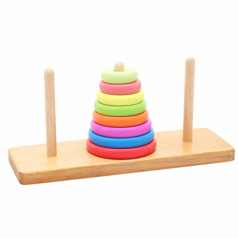 Factory Direct Wooden Hannover Tower Set Unisex Classic Music Stacking Intelligence Unlock & Ring Game Toy Wholesale