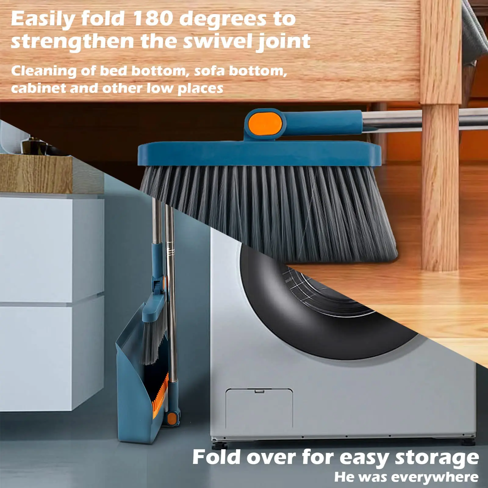 High-end Bathroom Water Wiper To Sweep Magic Brush Garbage Squeegee Home Cleaning Products Broom and Scoop Set Folding Dustpan