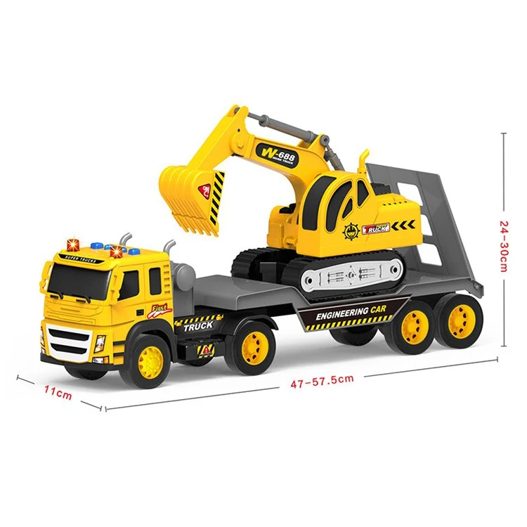 
toy child games cars kids toys construction vehicle semi trailer truck and excavator 