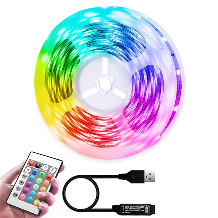 Smart USB 5v RGB Led Strip Light Waterproof 5050 Led Flexible Strip with Remote control 2m 5m Luces Led strip lights for room