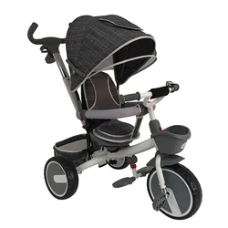 2022 Newest Easy assemble kids tricycle with rear basket trike with canopy push bar wholesale bike stroller Best seller