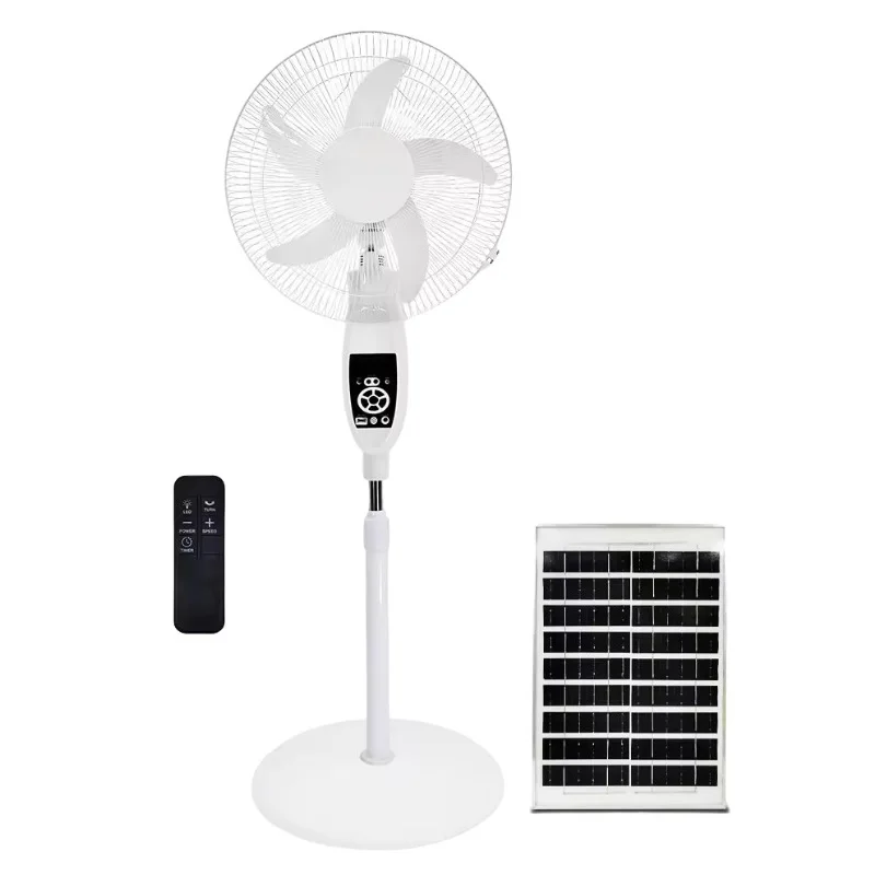 Energy Saving Solar Floor Fan 16 Inch Battery Rechargeable Oscillating Air Cooler Energy Savin Remote Control Stand Floor Fan