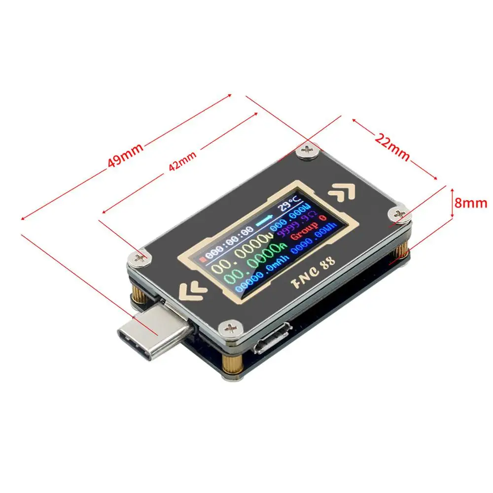 FNC88 Type-C PD trigger USB-C Voltmeter ammeter voltage 2 way current meter multimeter PD charger battery USB Tester