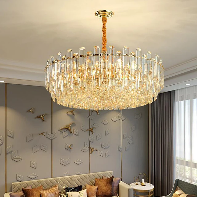 luxury modern living room hotel giant bathroom staircase metal black crystal drops chandelier light for lobby