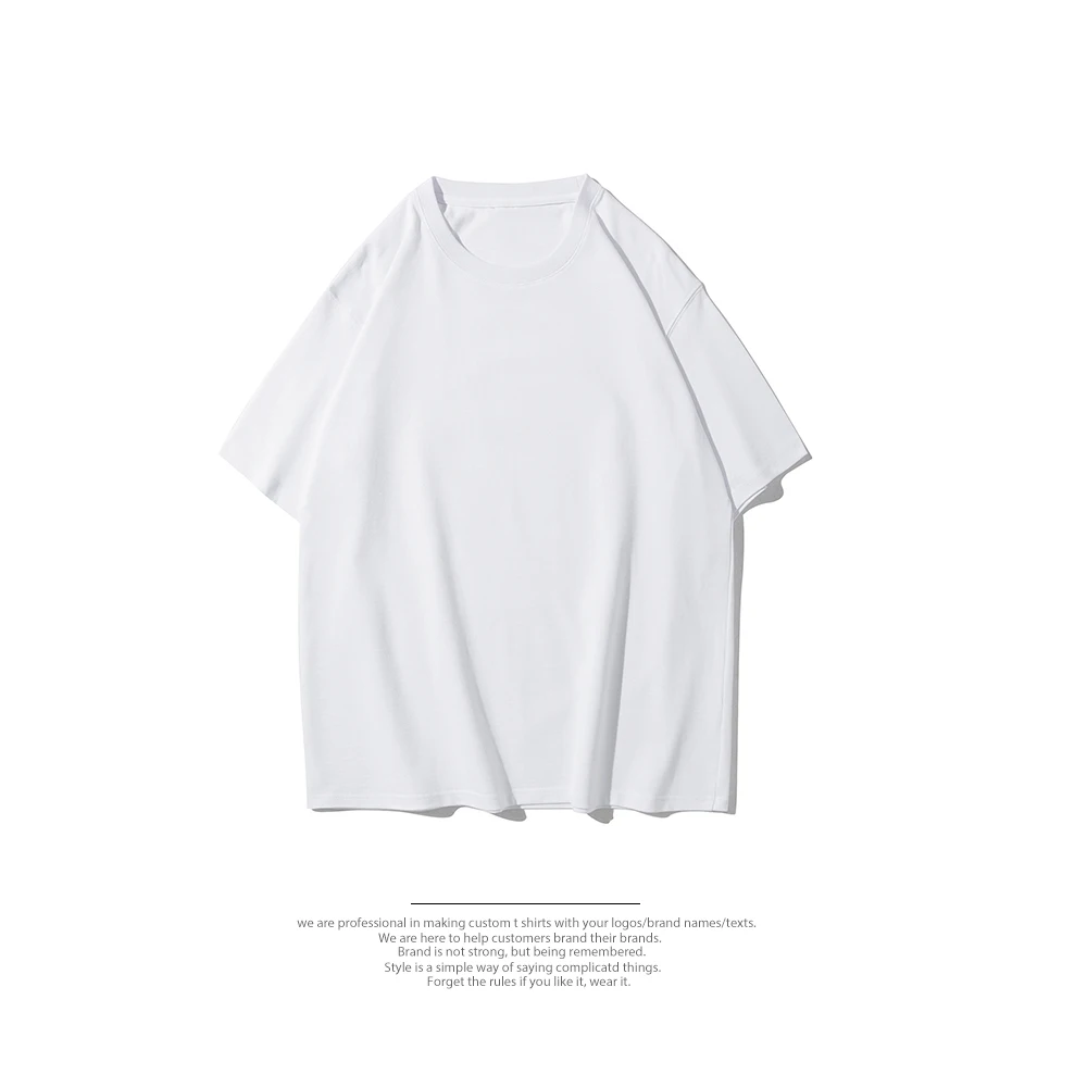 280g USA Size Quick Dry Boxy T-shirts Solid Customized Logo Outdoor Sports T-shirts O-neck Off Shoulder Men Cotton T-shirts