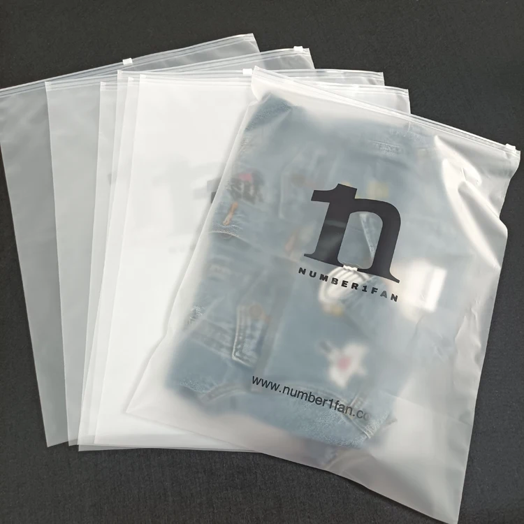 Guangzhou Packing Accessories Plastic Poly Bag Custom Print Zipper Shirt Packaging Plastic Bag For Swimsuit Hoodies Jeans