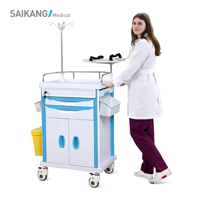 SKR-ET625-1 Medical Emergency Hospital ABS Hospital Clinical Trolley With Drawers