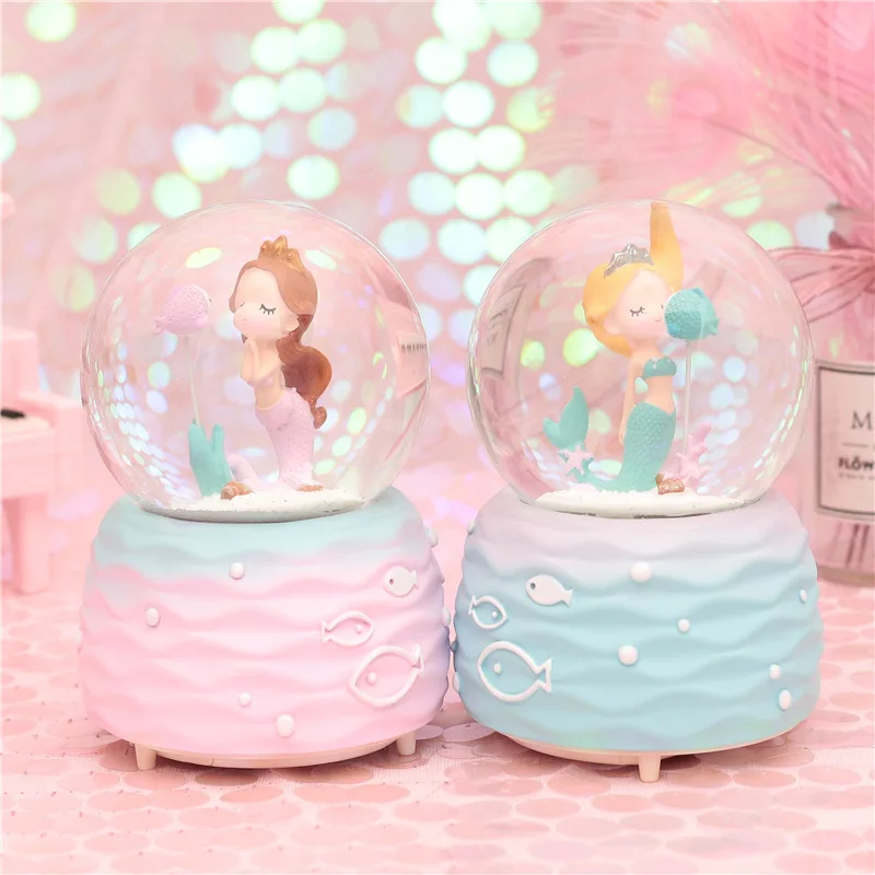 Wholesale high quality marine mermaid crystal ball music box for girls gift