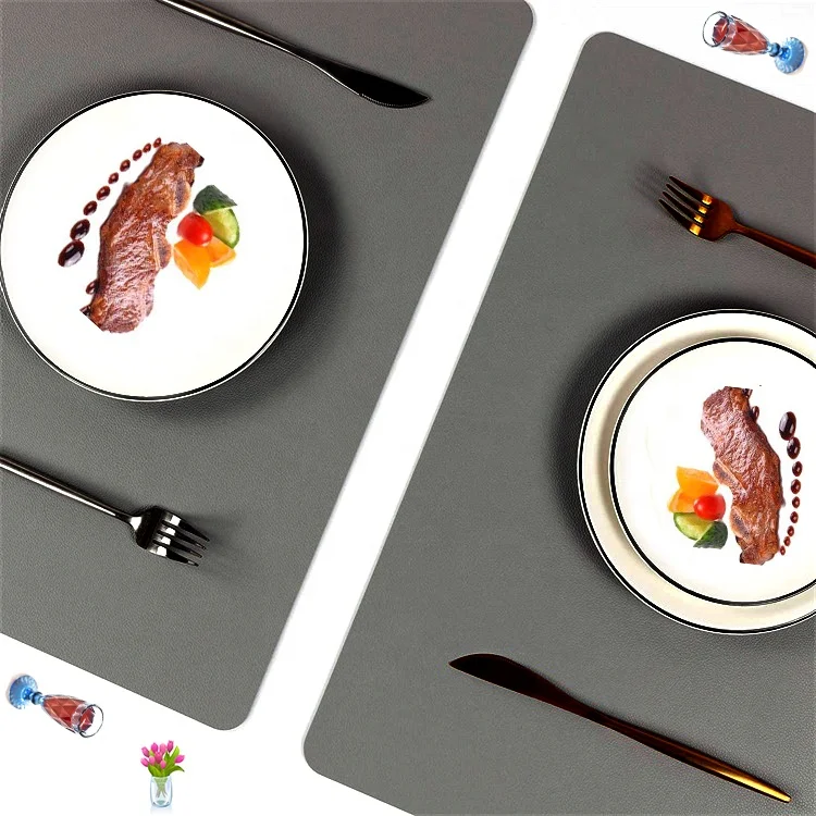 Low Price Hot Selling 4 Pieces Double Sided Leather Placemats Set for Dining Table