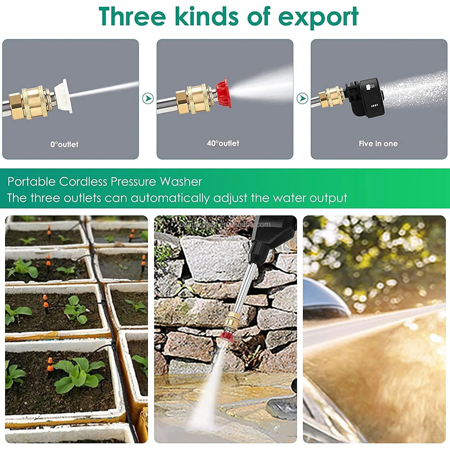 Conpex Wireless Portable High Pressure Handheld Car Washer Cordless Water Car Wash Gun for Car Wash