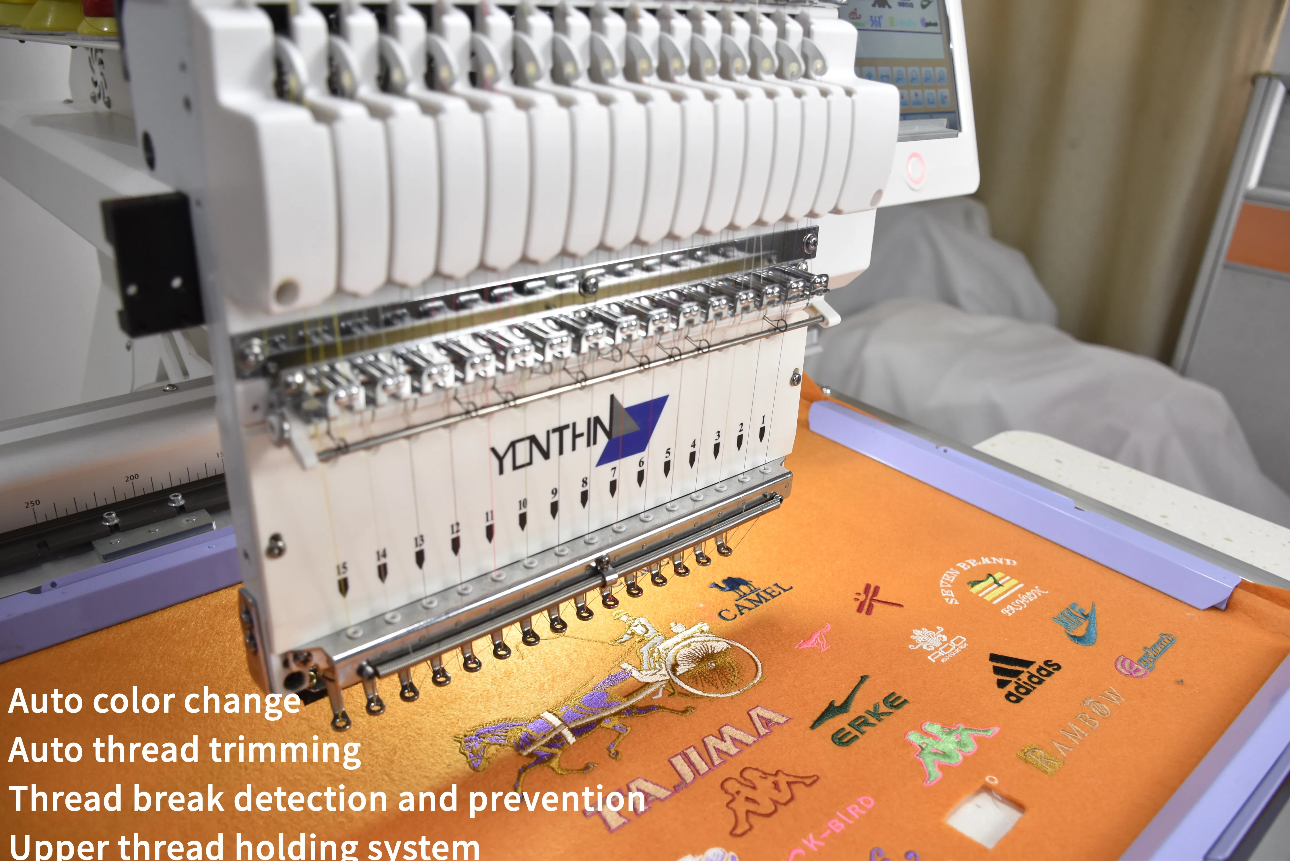 Yonthin high-accuracy 1200rpm multifunctional computerized one head embroidery machine with 15/12 needles maquina de bordado