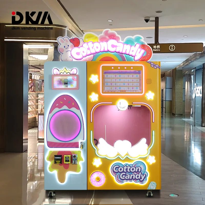 DKM Hot Selling Commercial Robot Fully Automatic Sugar Cotton Candy Floss Vending Machine