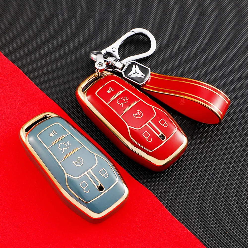 Soft Tpu Car Key Case Fob Cover for Ford Fusion Mondeo Mustang F-150 Explorer Edge 2015 2016 2017 2018 Car Accessories