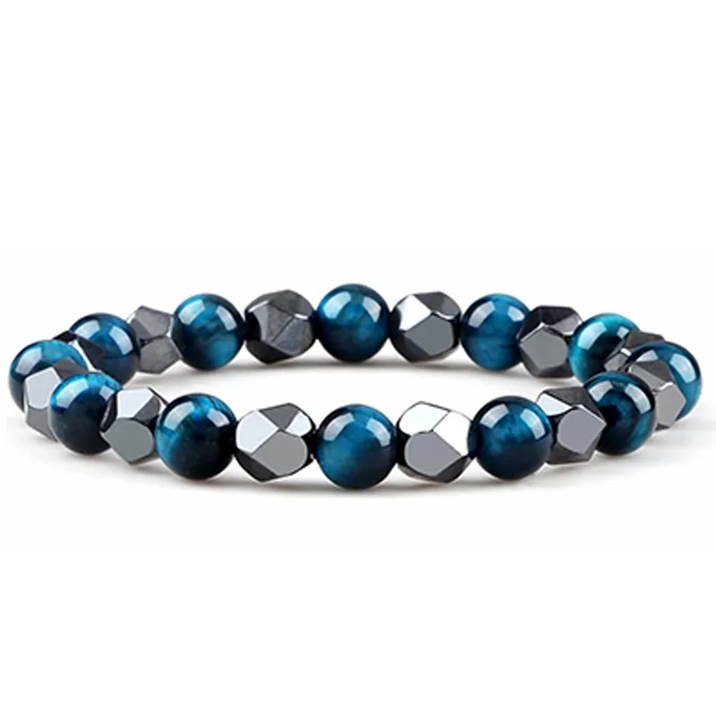 Hot Sale Natural Stone Elastic Bracelets For Men Women Couple Jewelry Pulsera Hematite Tiger Eye Beads Healing Bracelets