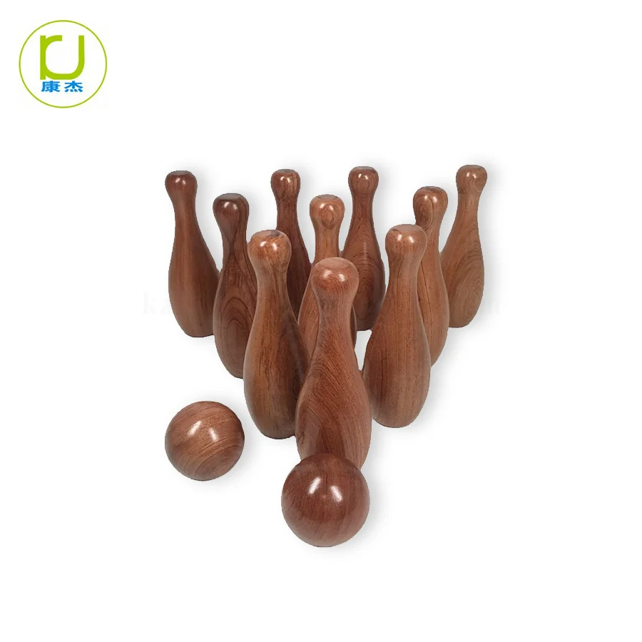 High quality Natural Brown Wood Bowling Game Set for Fun