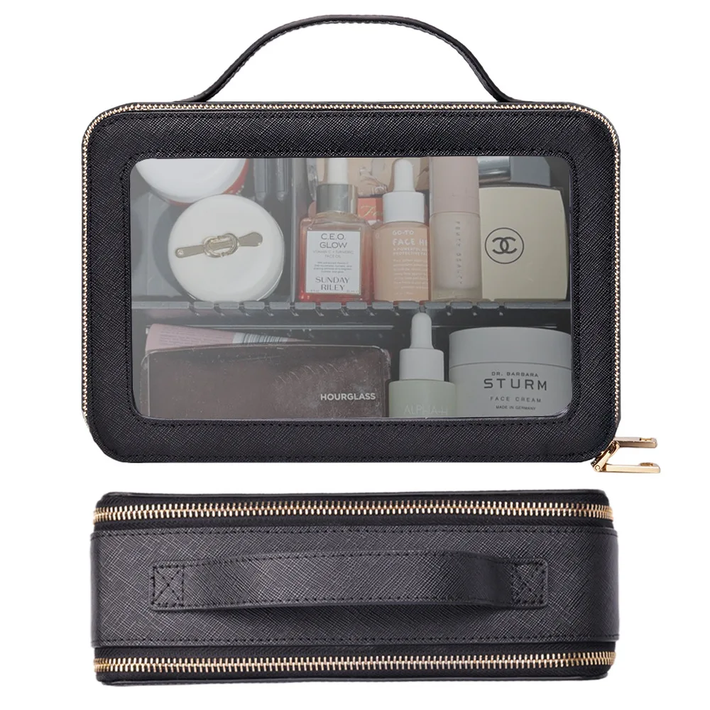 Компактный дизайнерский дорожный органайзер для косметики из ПВХ кожи прозрачный чехол