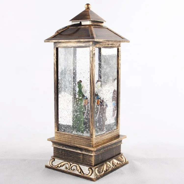 Hot sale led acrylic lights decoration lantern christmas ornaments with winter scene inside