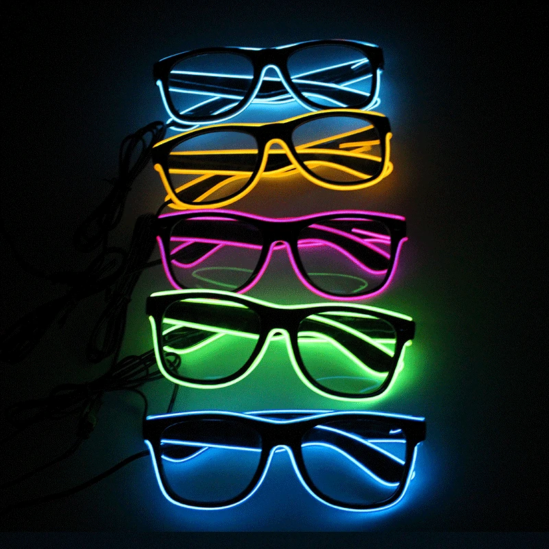 Voice Control Version Adult Role Play Party Sunglasses EL Wire LED Luminous Shutter Glasses
