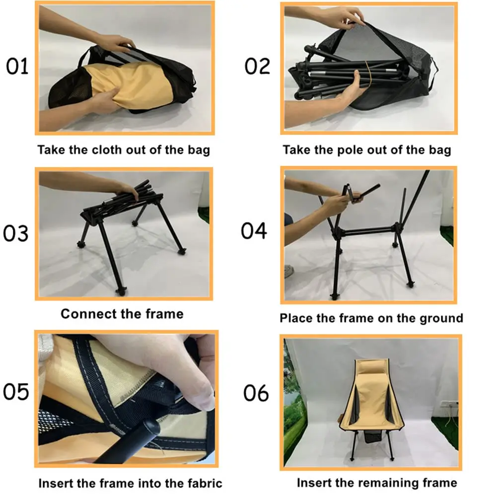 High Load Capacity Fishing Chair Portable Beach Chair Leisure Camping Folding Chair With Pillow