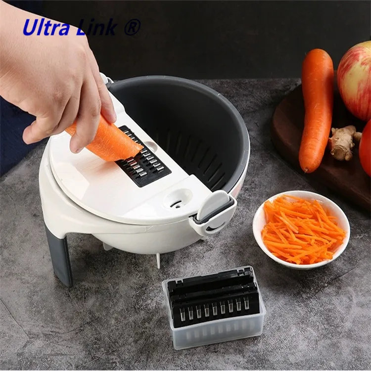 
Multifunction Vegetable Slicer with Drain Basket Magic Rotate Vegetable Cutter Portable Chopper Grater 