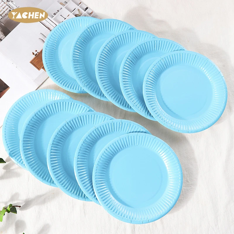 YACHEN 10Pcs/Bag 7 Inch Disposable Party Paper Plates DIY Various Colors Round Paper Plates for Kids Party Supplies