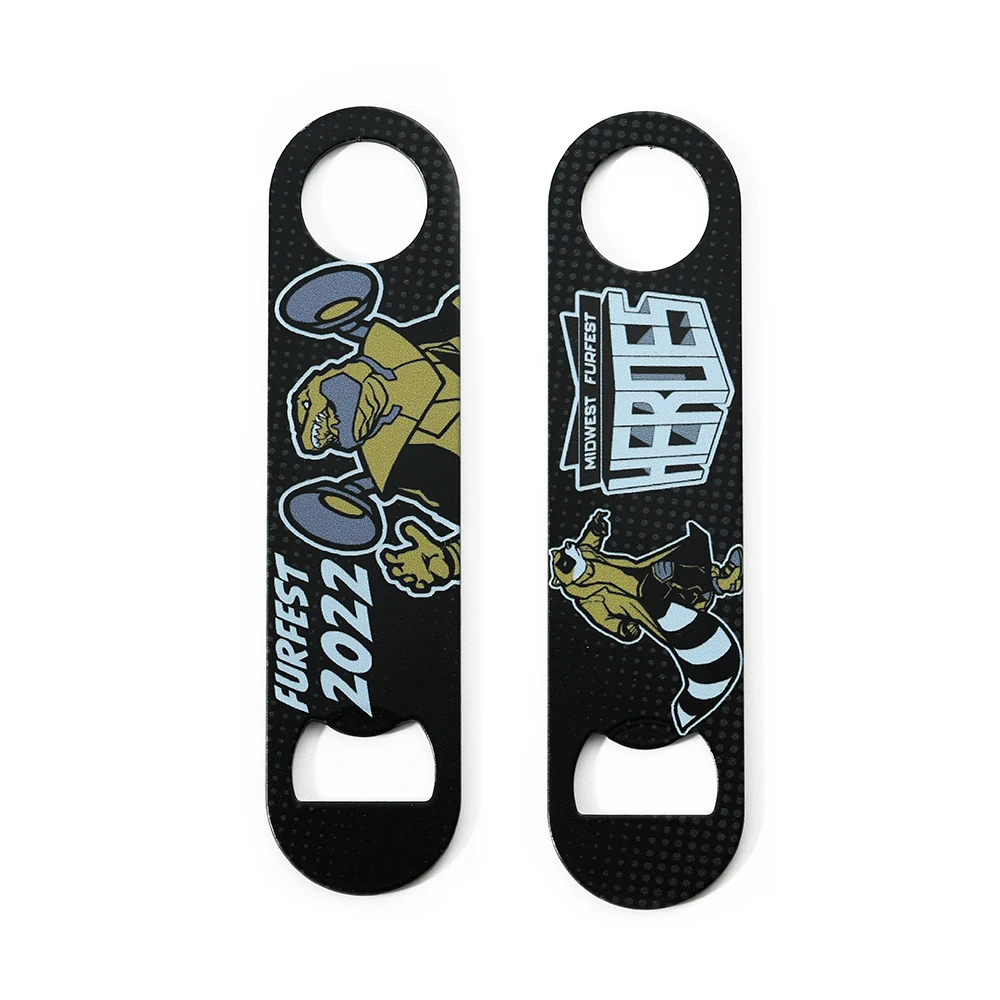 Custom screen printing uv printing laser stainless steel material custom logo bar blade bottle opener