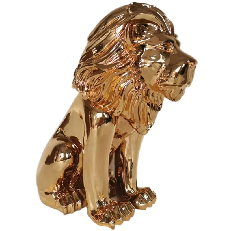 New style hot room luxury products home decoration hotel office outdoor resin craft gold lion sculpture