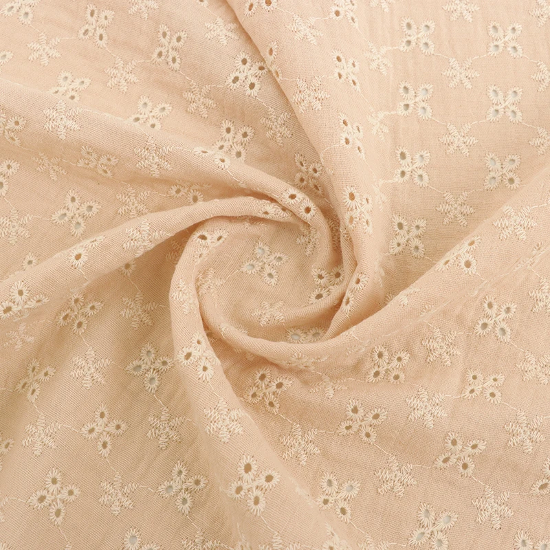 new sale baby size 100% organic cotton gauze muslin embroidery fringe blanket  fabric
