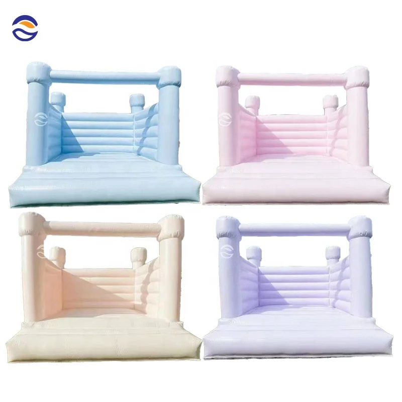 Custom Mini White Inflatable Wedding Castle Bounce House 8x8 Bouncy Jumping Bouncer With Blower For Party