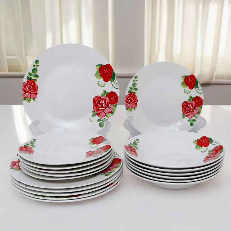 18 Pieces Porcelain Dinnerware Set Ceramic Fine Porcelain Square Dinner Set With Dishes Plates