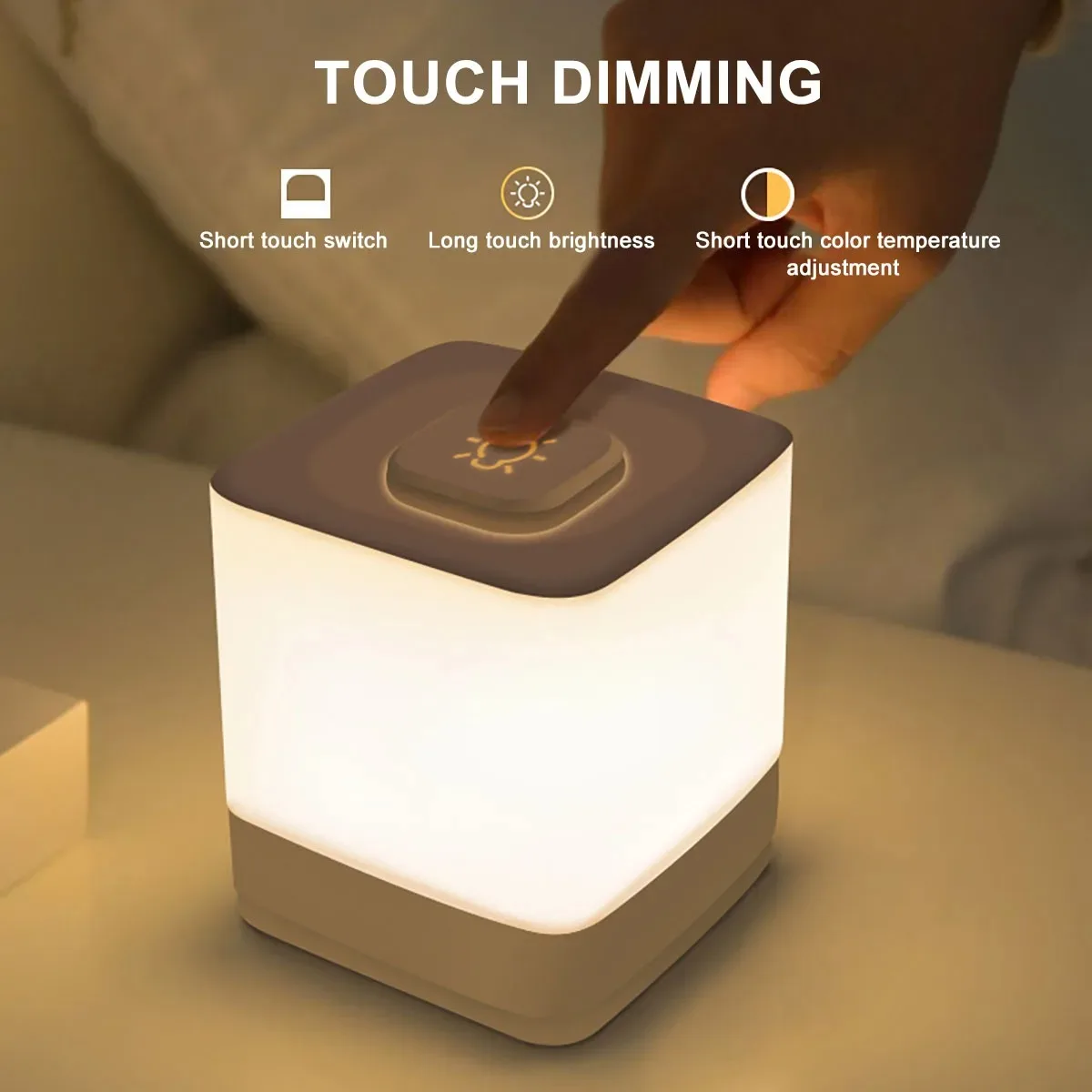 USB Rechargeable Touch Desk Lamp Bedroom Atmosphere Light Sleep Eye Protection Portable Led Night Light