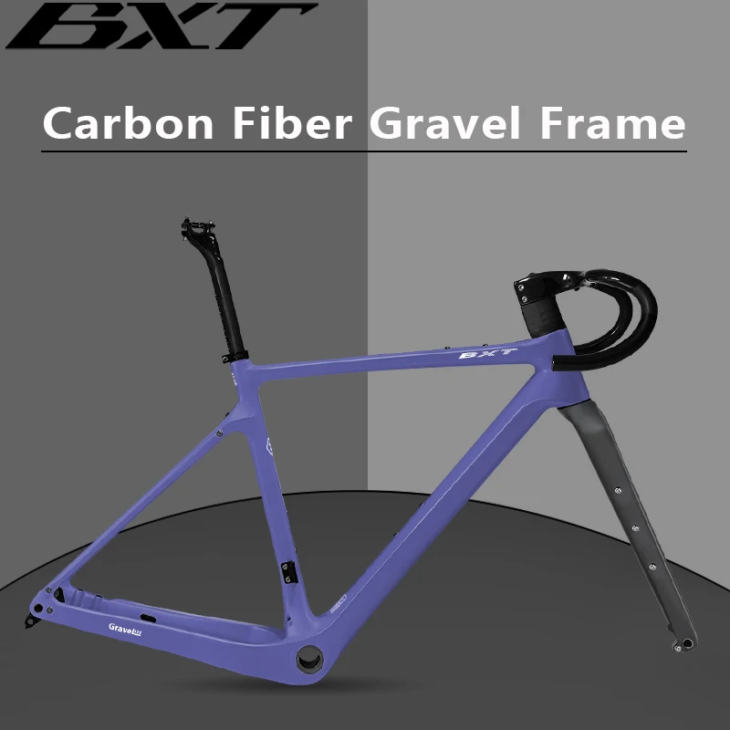 BXT Carbon Gravel Frame Full internal 700C Disc Brake Road Bike Frameset with Fork Handlebar Gravel Bicycle Frames