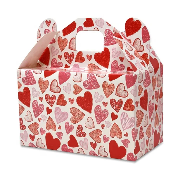 2022 New Custom Designed  Paperboard Treat Boxes with Window White Valentines Day Containers Valentines Day Cookie Boxes