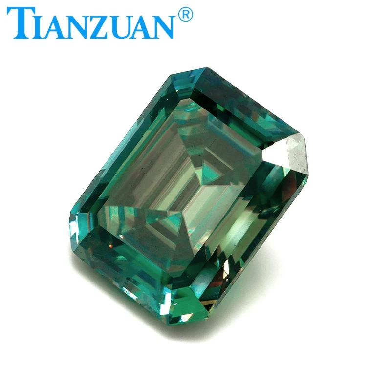 Emerald shape 0.5ct -5ct wholesale cheapest green color moissanite diamond cut loose stone