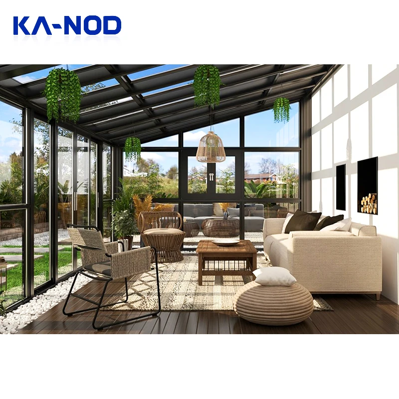 Balcony Freestanding Winter Garden Aluminum Frame Sloped Roof Solarium Outdoor Greenhouse Solarium