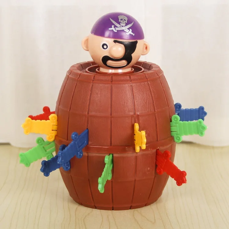 Wholesale creative small novel barrel uncle sword game pirate party plastic toys