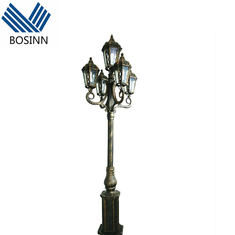 Square Post Lantern Bronze Sculpture Pillar Lights Pedestrian Street Post Lamp Flower Ball European Garden Lights