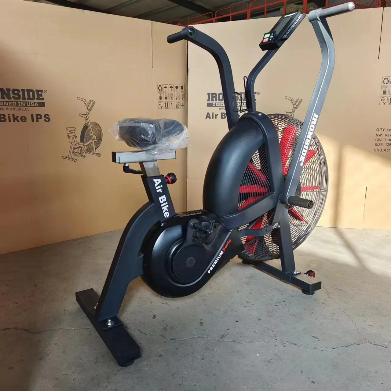 DeZhou OBISON gym exercises exercise Air Bike cardio Belt drive Displays time distance calories speed RPM and heart rate