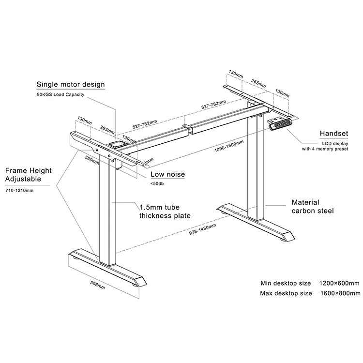 Ergonomic Electric Height Adjustable Table Legs Standing Desk Base Workstation Frame Only