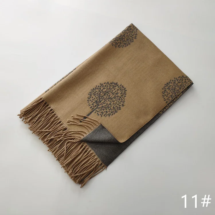 Hot Selling Double Sided Women Winter Pashmina Shawl Tassel Scarfs Jacquard Life Tree Cashmere Wrap Scarf